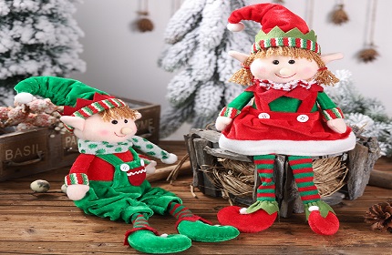 Christmas Stuffed Dolls Boy and Girl Elves Holiday Plush Toys