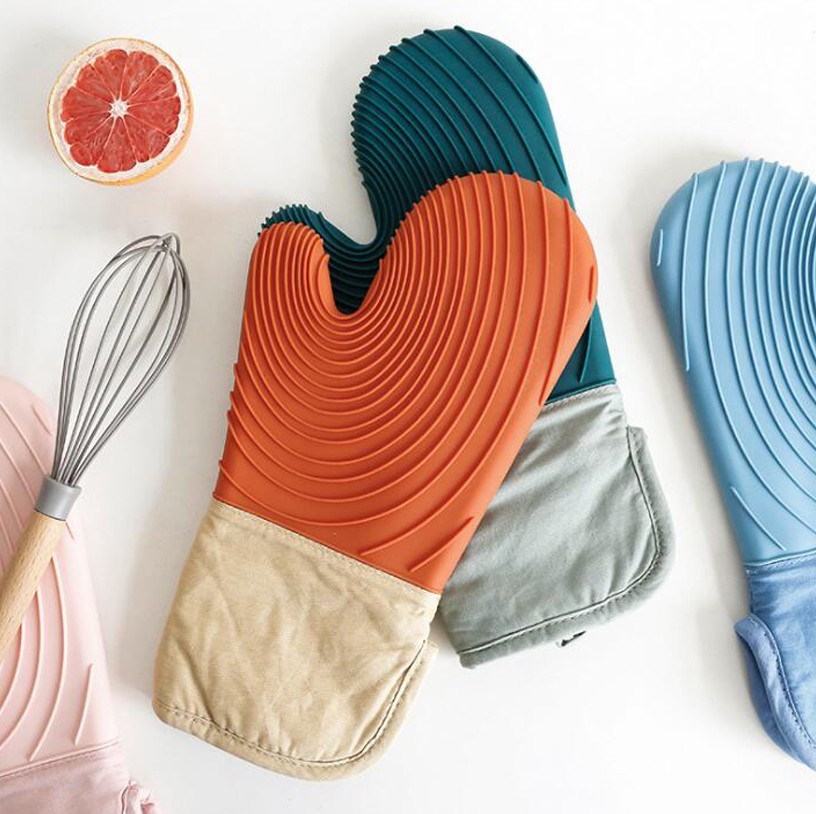 Heat Resistant Silicone Oven Baking Gloves with Fingers