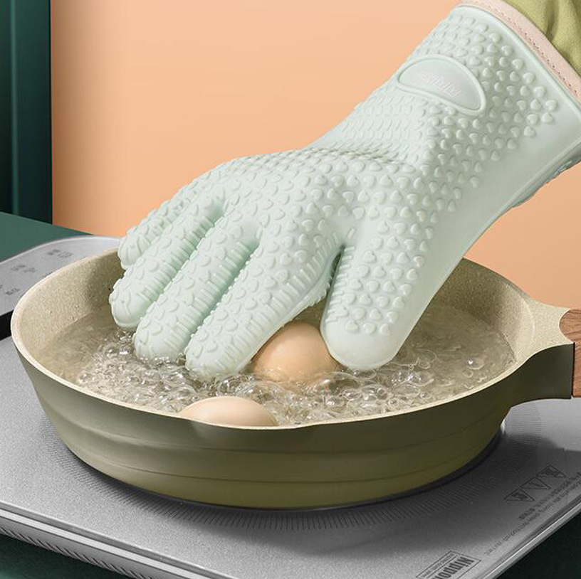 Heat Resistant Silicone Oven Baking Gloves with Fingers