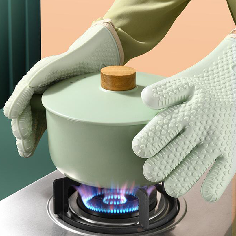 Heat Resistant Silicone Oven Baking Gloves with Fingers