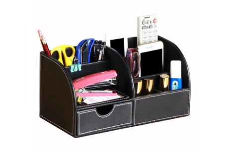 Leather PU Pen Container, Stationery Storage Container Office Desktop Organizer