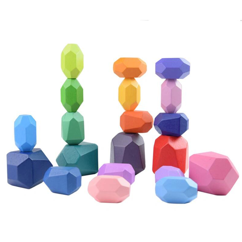 Wooden Building Blocks Toy for Kids 1 Years up Educational Balancing Wooden Stone Puzzle Toy