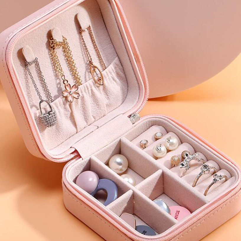 PU Leather Small Travel Jewelry Box Organizer