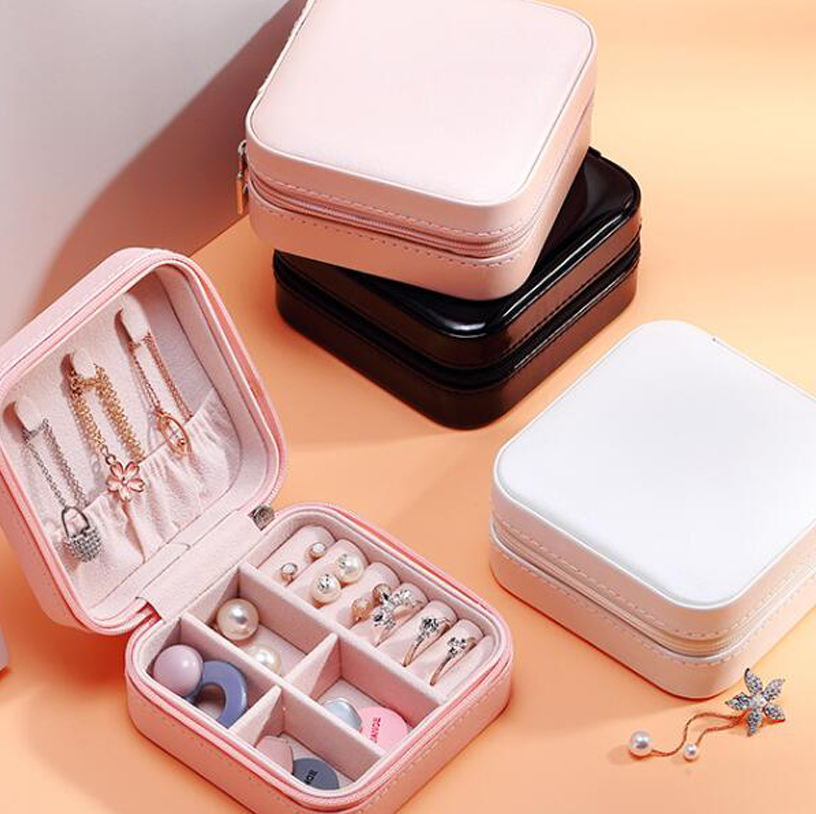 PU Leather Small Travel Jewelry Box Organizer