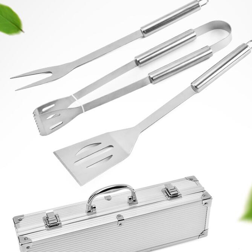 3 Sets of BBQ Outdoor Sets with Aluminum Box Set Barbecue Tools