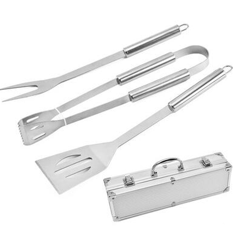 3 Sets of BBQ Outdoor Sets with Aluminum Box Set Barbecue Tools