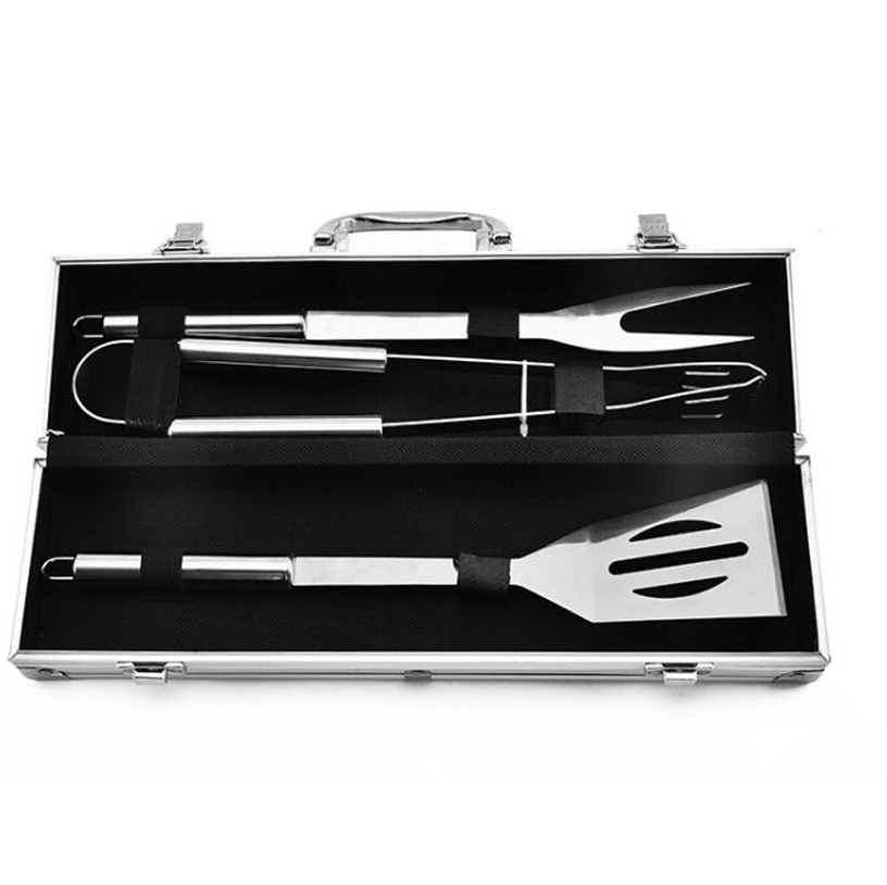 3 Sets of BBQ Outdoor Sets with Aluminum Box Set Barbecue Tools
