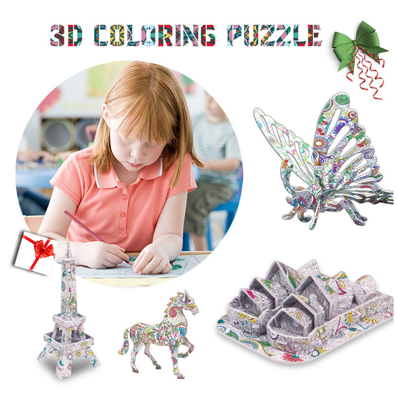 3D Jigsaw Puzzle Children Handmade Doodle Jigsaw Diy Toy