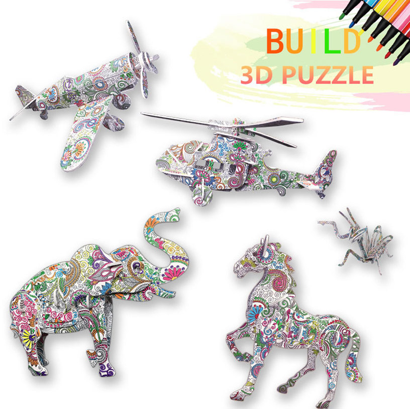 3D Jigsaw Puzzle Children Handmade Doodle Jigsaw Diy Toy