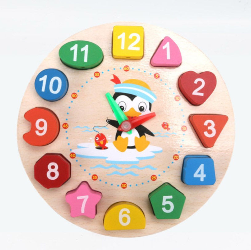 Wooden Early Childhood Clock Rattle Music Toy