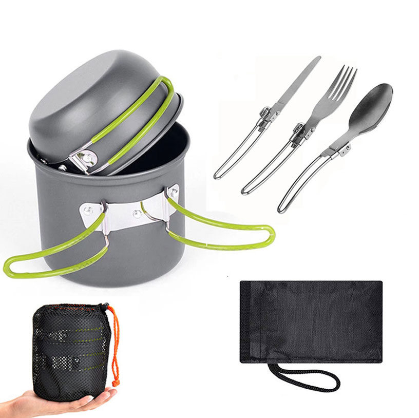 Camping Pot Set Non-stick Portable Cooker For 1-2 People