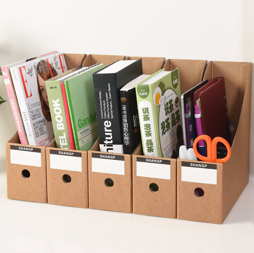 Kraft paper desktop storage box file holder