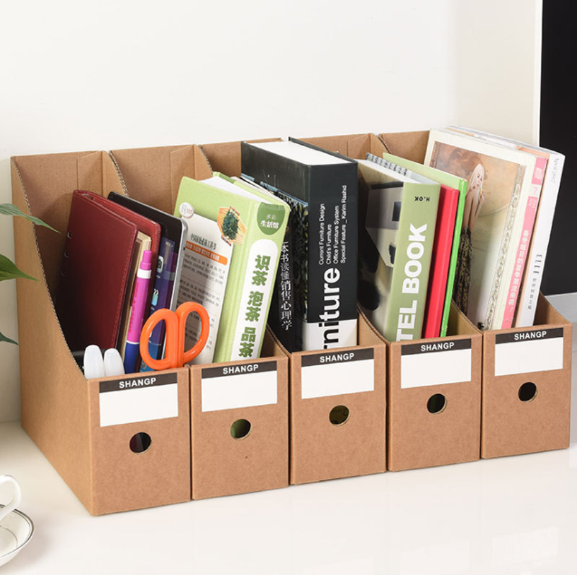 Kraft paper desktop storage box file holder