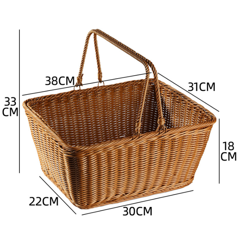 Plastic Rattan Storage Basket Outdoor Picnic Basket With Cover