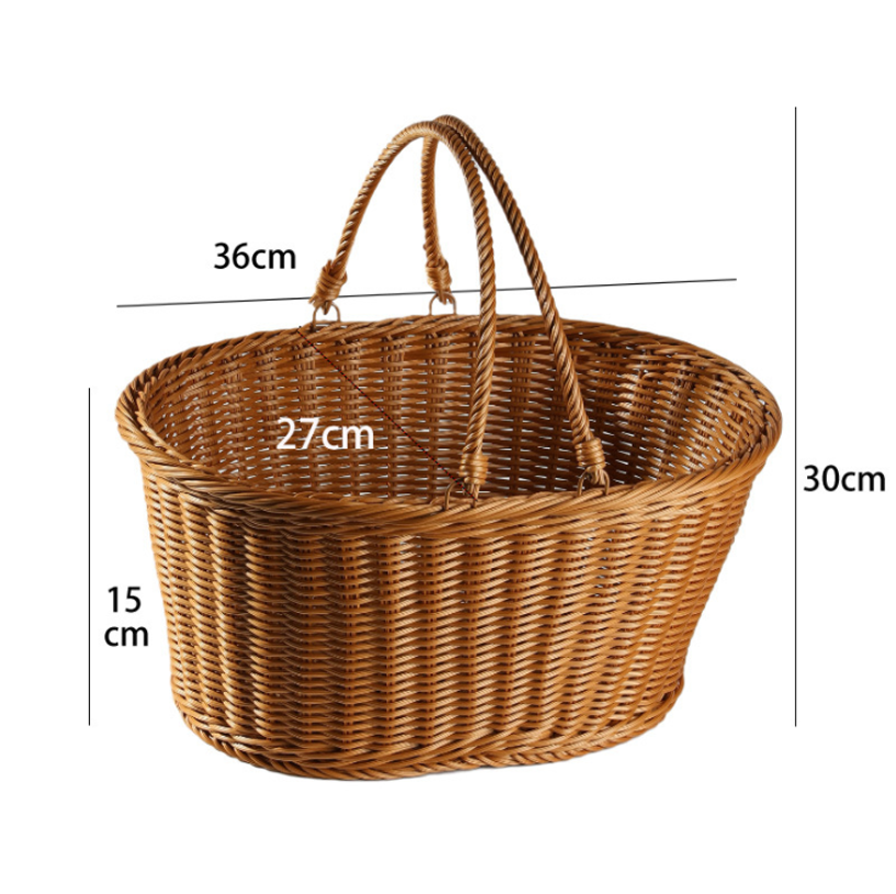 Plastic Rattan Storage Basket Outdoor Picnic Basket With Cover