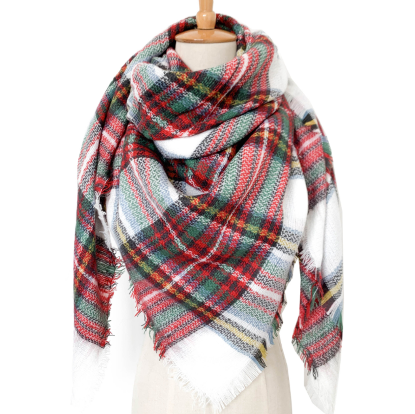 Winter Double-sided Plaid Square Scarf Women Large Scarf