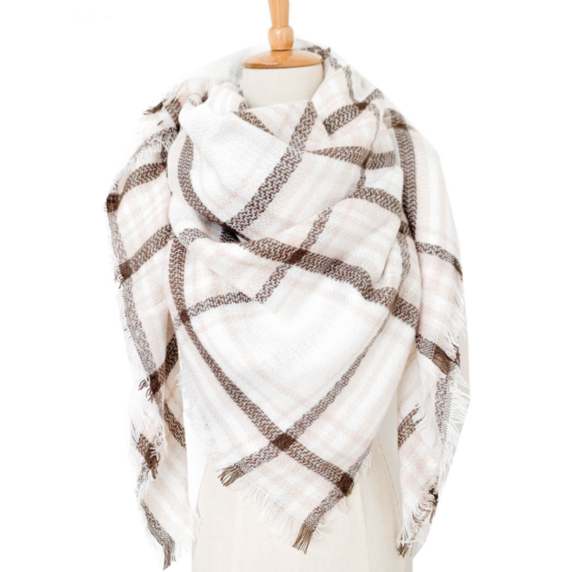 Winter Double-sided Plaid Square Scarf Women Large Scarf