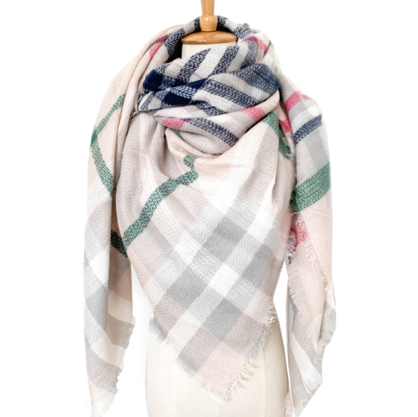 Winter Double-sided Plaid Square Scarf Women Large Scarf