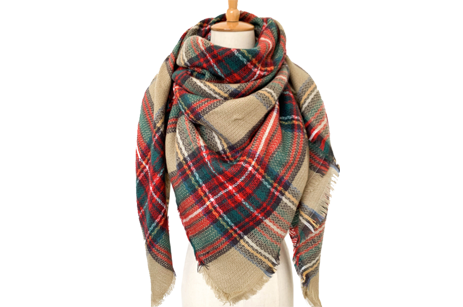 Winter Double-sided Plaid Square Scarf Women Large Scarf