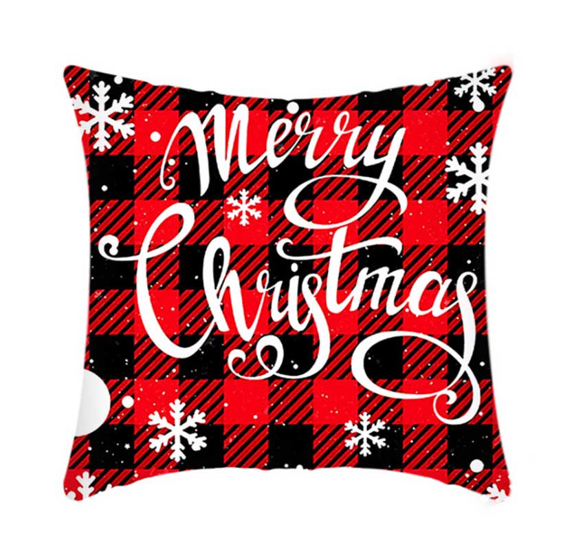 Short Plush Linen Christmas Cushion Covers Car Pillow Case