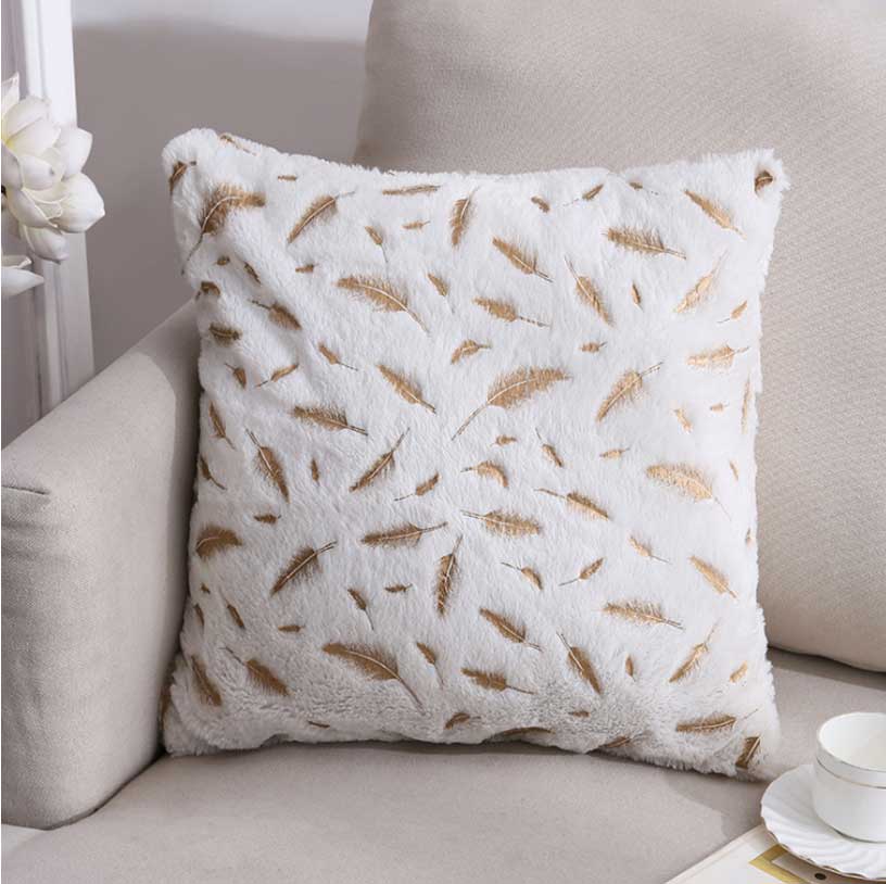 Double Sided Feather Gold Plush Pillowcase Sofa Cushion