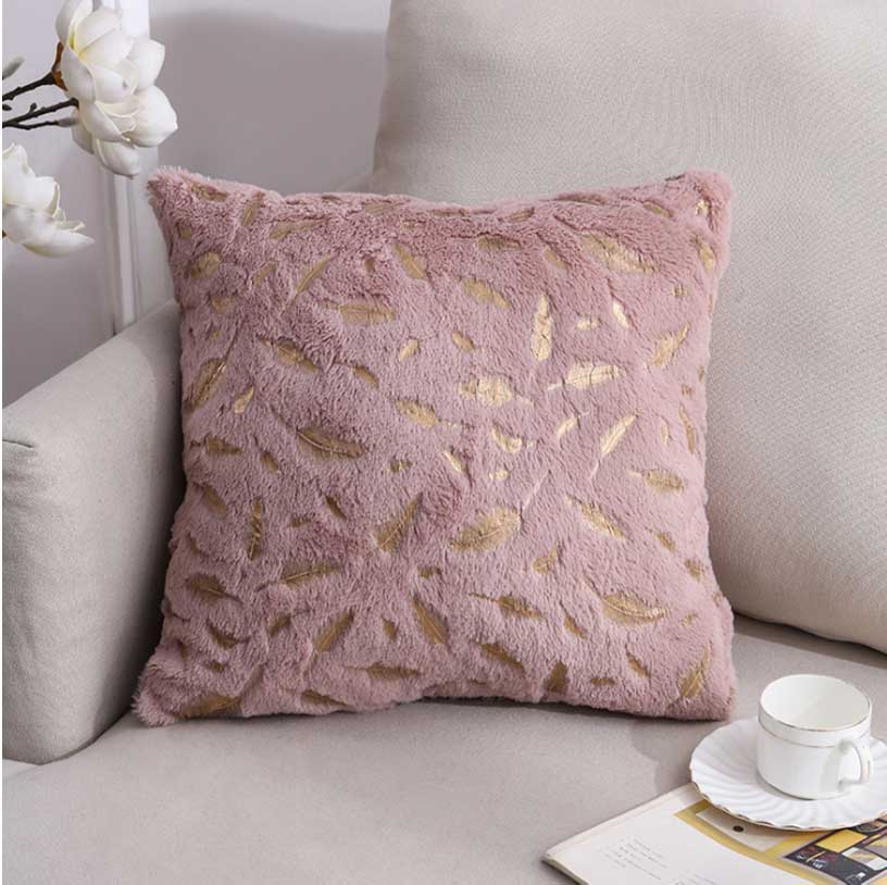 Double Sided Feather Gold Plush Pillowcase Sofa Cushion