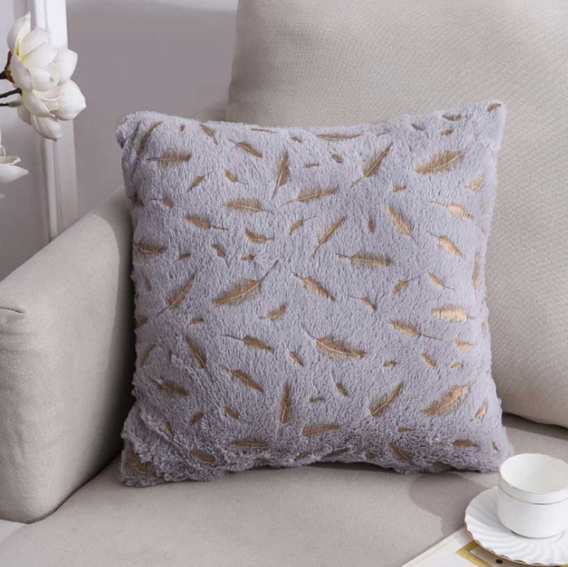Double Sided Feather Gold Plush Pillowcase Sofa Cushion