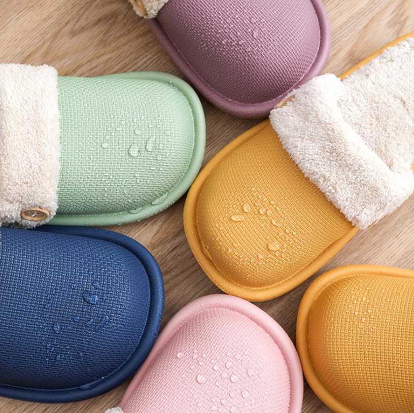 Female Winter Warm Waterproof Non Slip Plush Slippers