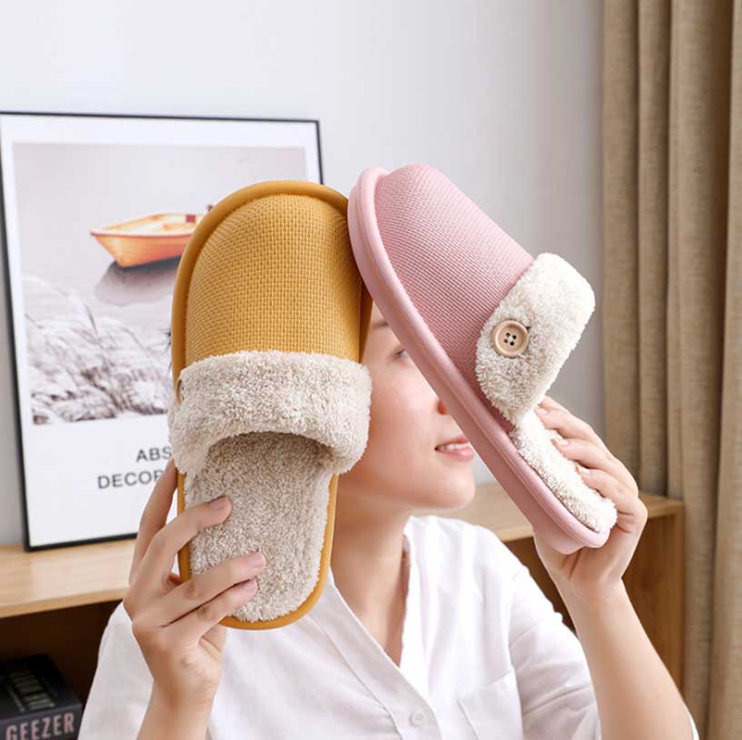 Female Winter Warm Waterproof Non Slip Plush Slippers