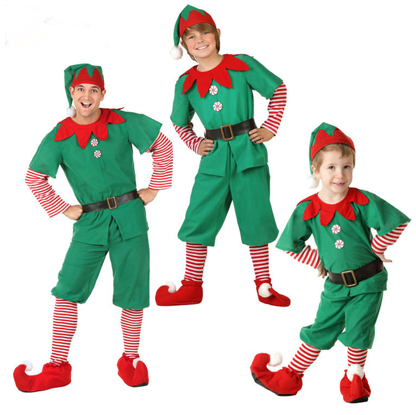 Children's Cute Elf Costume Adult Green Christmas Cosplay Costume