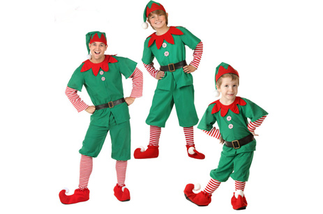 Children's Cute Elf Costume Adult Green Christmas Cosplay Costume