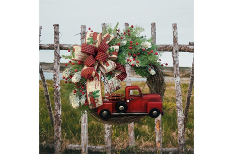 Festival Decorate Buffalo Check Bow Truck Wreath