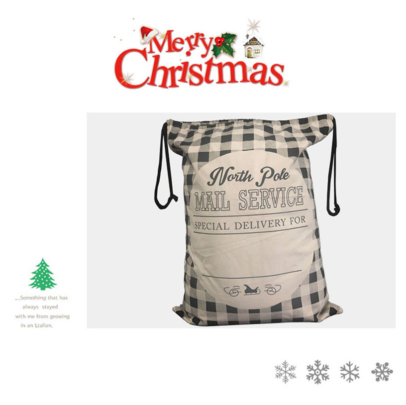 2021 New Arrive Black and White Buffalo Plaid Christmas Bag
