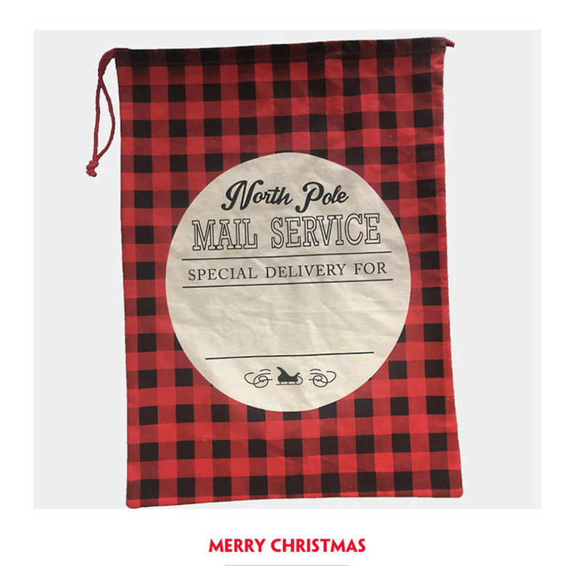 2021 New Arrive Black and White Buffalo Plaid Christmas Bag