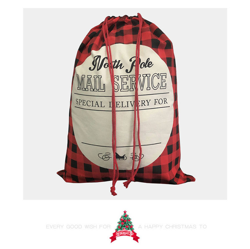 2021 New Arrive Black and White Buffalo Plaid Christmas Bag