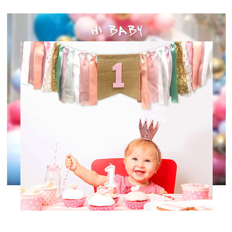 Birthday Party Cloth Flag Pink Girl Dining Chair Flag