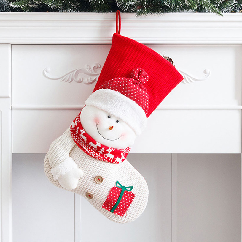 Large Snowman Knitted Santa Socks Christmas Socks