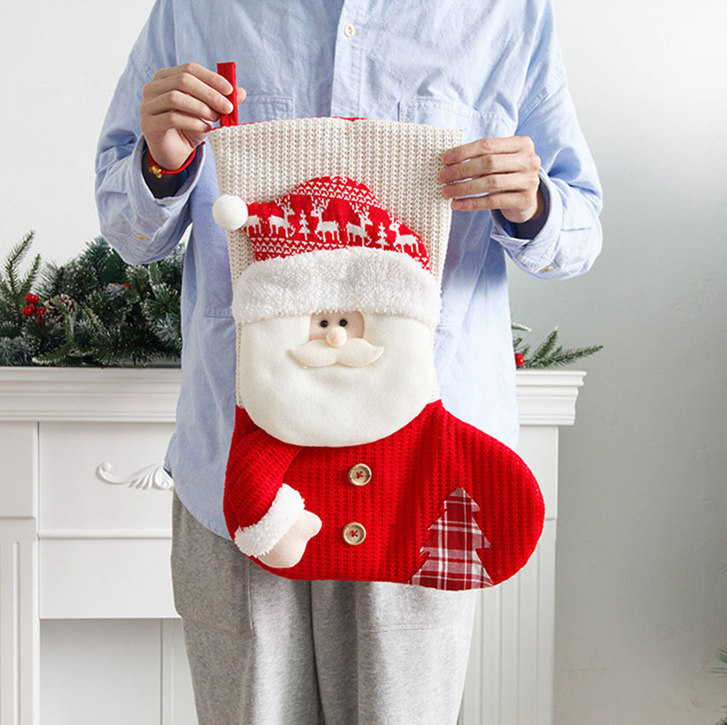 Large Snowman Knitted Santa Socks Christmas Socks