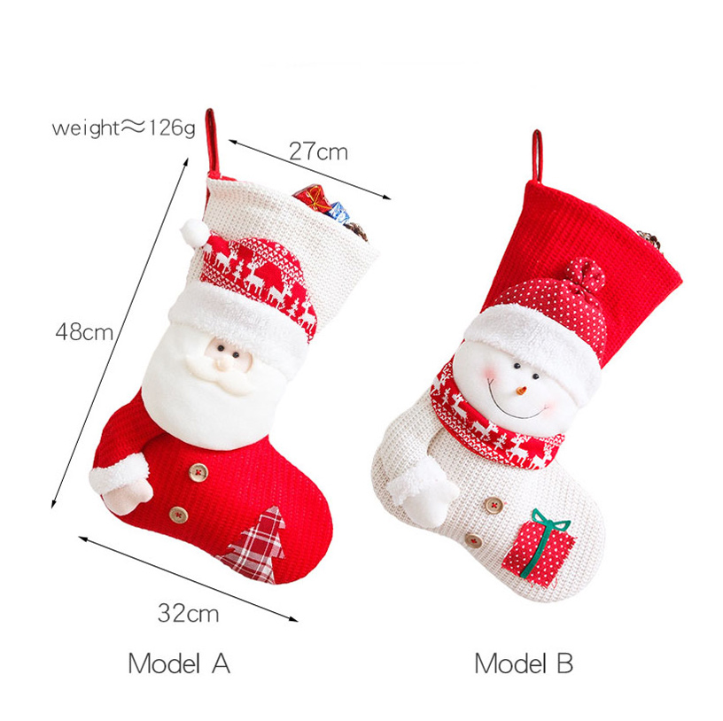 Large Snowman Knitted Santa Socks Christmas Socks