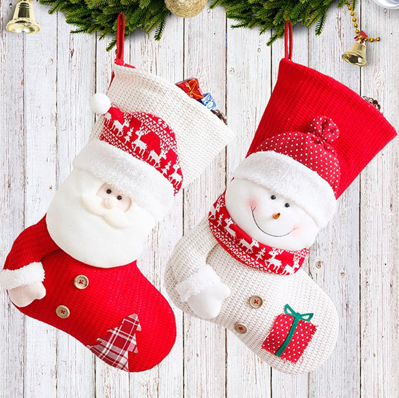 Large Snowman Knitted Santa Socks Christmas Socks