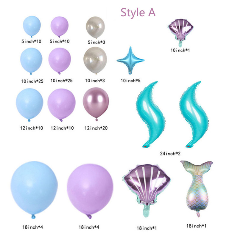 New Mermaid Birthday Party Decorated Latex Balloon Set