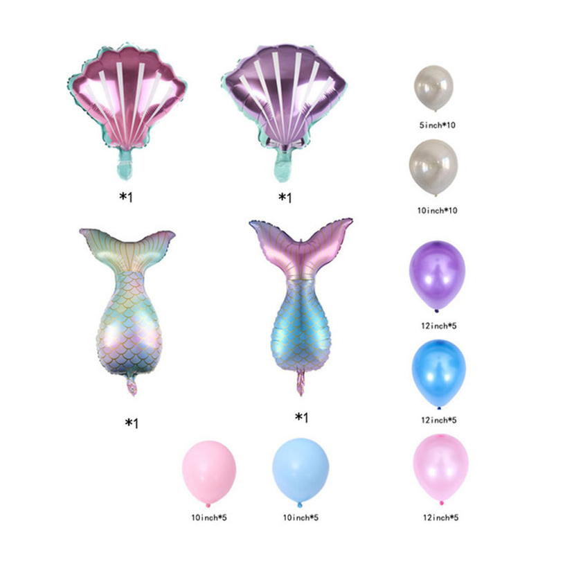 New Mermaid Birthday Party Decorated Latex Balloon Set