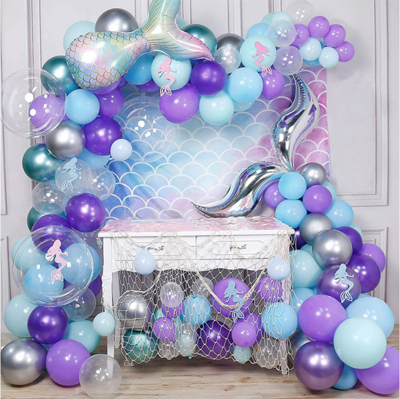 New Mermaid Birthday Party Decorated Latex Balloon Set