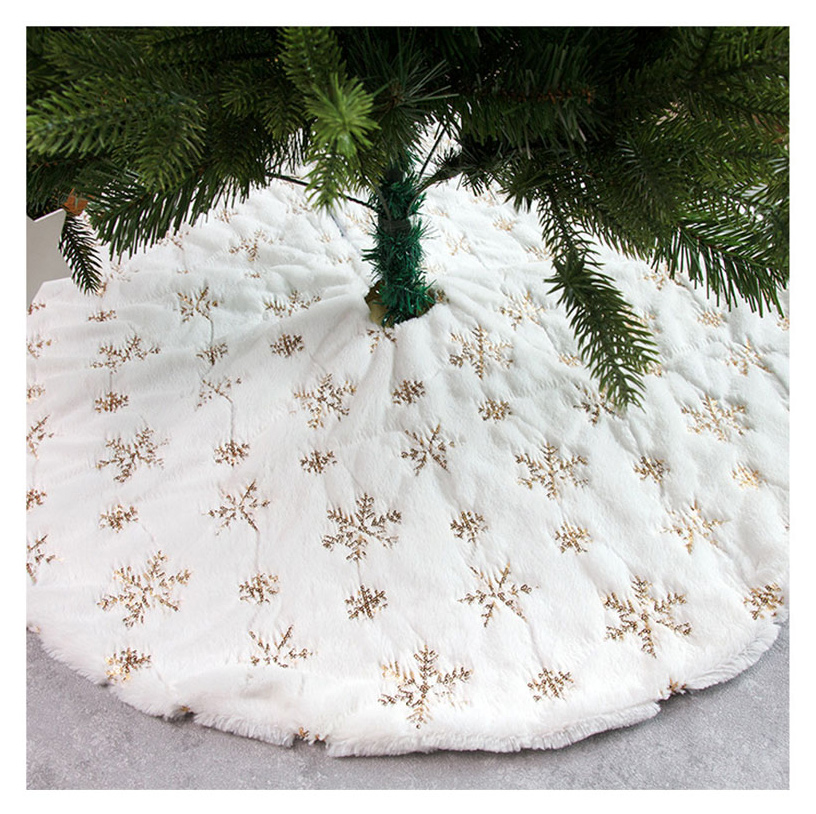 Plush Beaded Sequins Embroidered Christmas Tree Skirt