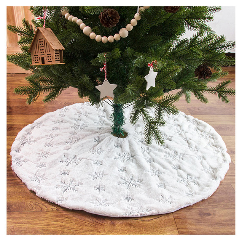 Plush Beaded Sequins Embroidered Christmas Tree Skirt