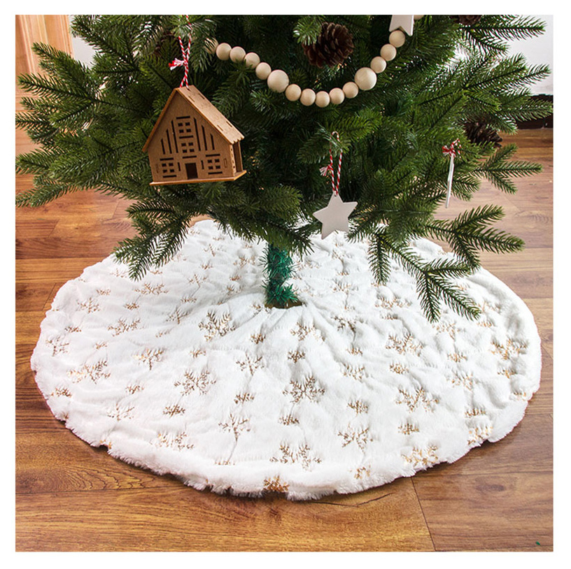 Plush Beaded Sequins Embroidered Christmas Tree Skirt