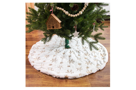 Plush Beaded Sequins Embroidered Christmas Tree Skirt