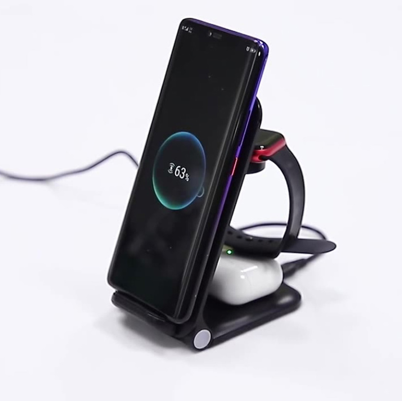 Mobile Phone Headset Watch 3-in-1 Desktop Stand Wireless Charger