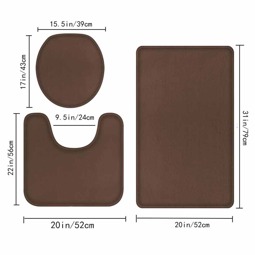 Bathroom Non-slip Mat Memory Foam 3pcs Carpet Set