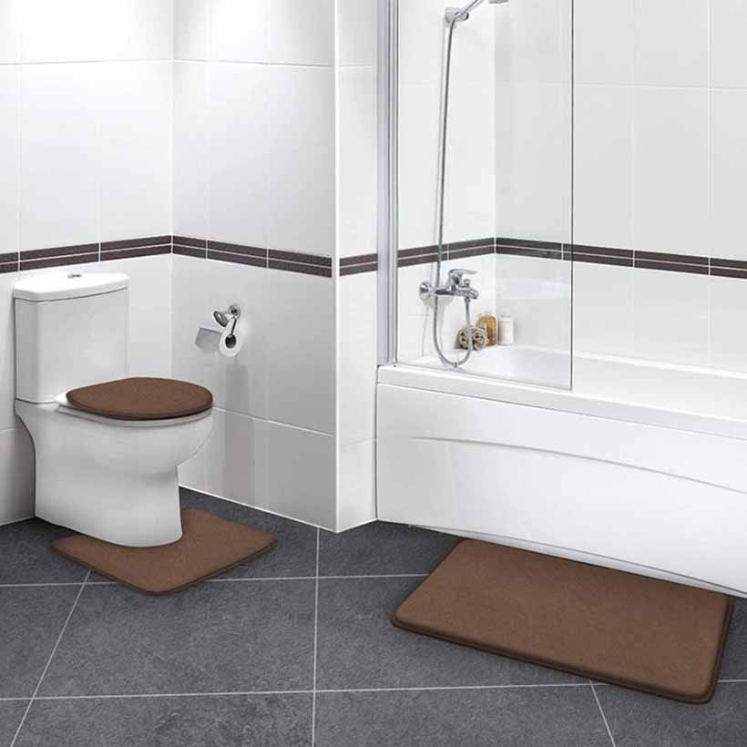 Bathroom Non-slip Mat Memory Foam 3pcs Carpet Set